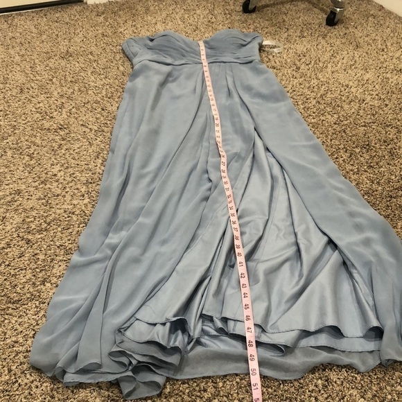 AZAZIE Gown Formal Maxi Dress Size 10 Pastel Sky Blue Strapless Pleated Bodice - Picture 9 of 9